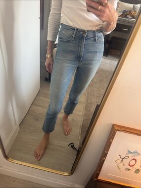 MOTHER Light Blue High-Rise Cropped Straight Jeans
